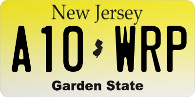 NJ license plate A10WRP