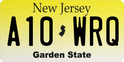 NJ license plate A10WRQ