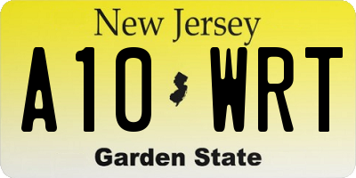 NJ license plate A10WRT