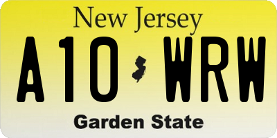 NJ license plate A10WRW