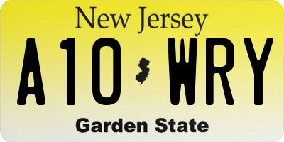 NJ license plate A10WRY