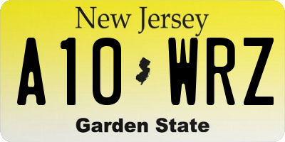 NJ license plate A10WRZ