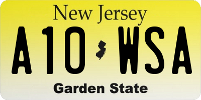 NJ license plate A10WSA