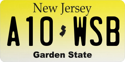 NJ license plate A10WSB