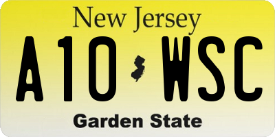 NJ license plate A10WSC