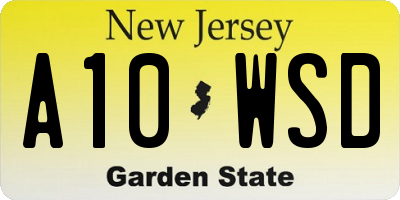 NJ license plate A10WSD