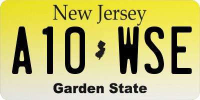 NJ license plate A10WSE