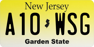 NJ license plate A10WSG