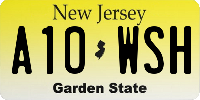 NJ license plate A10WSH