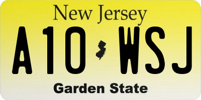 NJ license plate A10WSJ