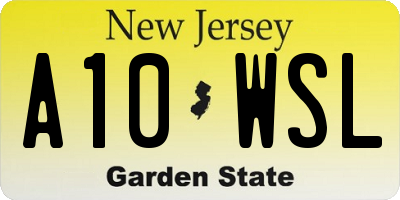 NJ license plate A10WSL