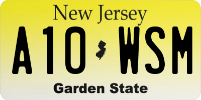 NJ license plate A10WSM