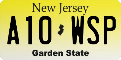 NJ license plate A10WSP