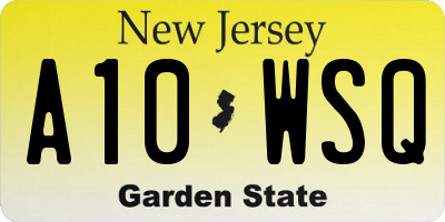 NJ license plate A10WSQ