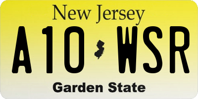 NJ license plate A10WSR