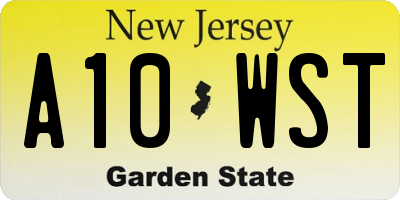 NJ license plate A10WST