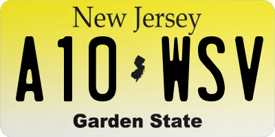 NJ license plate A10WSV