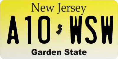 NJ license plate A10WSW