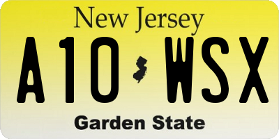 NJ license plate A10WSX