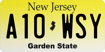 NJ license plate A10WSY