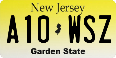 NJ license plate A10WSZ