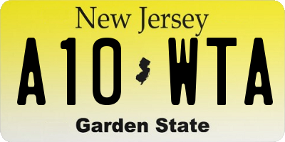 NJ license plate A10WTA