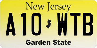 NJ license plate A10WTB