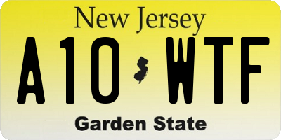 NJ license plate A10WTF