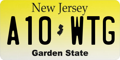 NJ license plate A10WTG
