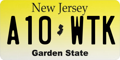 NJ license plate A10WTK