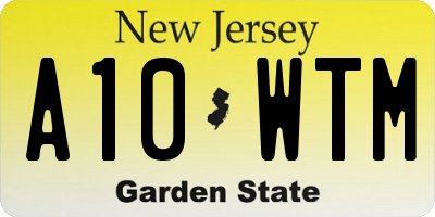 NJ license plate A10WTM