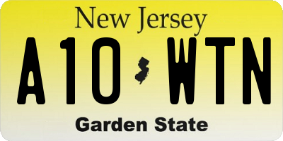 NJ license plate A10WTN