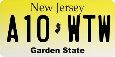 NJ license plate A10WTW
