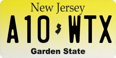 NJ license plate A10WTX