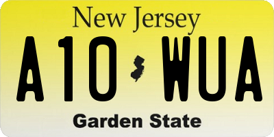 NJ license plate A10WUA