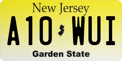 NJ license plate A10WUI