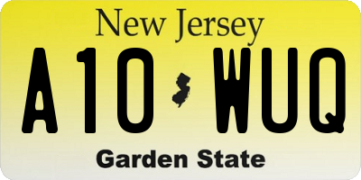 NJ license plate A10WUQ