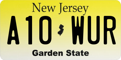NJ license plate A10WUR