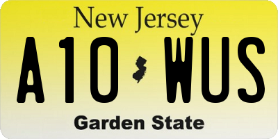 NJ license plate A10WUS