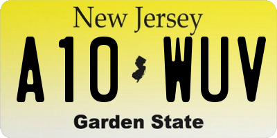 NJ license plate A10WUV