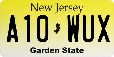 NJ license plate A10WUX