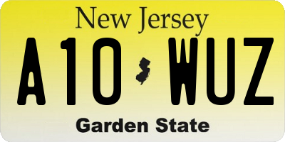 NJ license plate A10WUZ