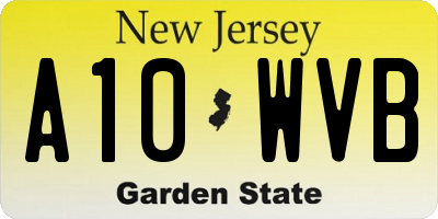 NJ license plate A10WVB