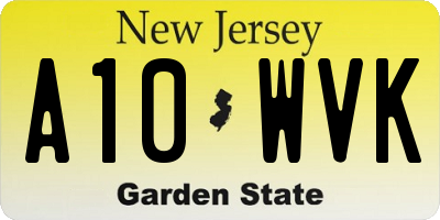 NJ license plate A10WVK