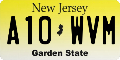 NJ license plate A10WVM
