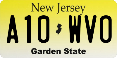 NJ license plate A10WVO