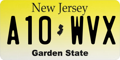 NJ license plate A10WVX