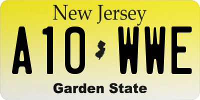 NJ license plate A10WWE