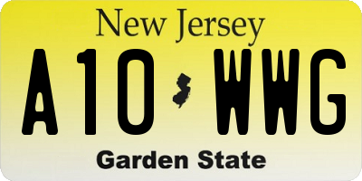 NJ license plate A10WWG