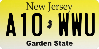 NJ license plate A10WWU